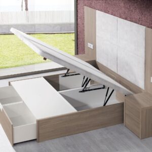 Canapé abatible de madera con cajón frontal ÉBANO